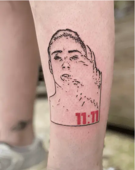 A Person Fading Away with Red 1111 Tattoo