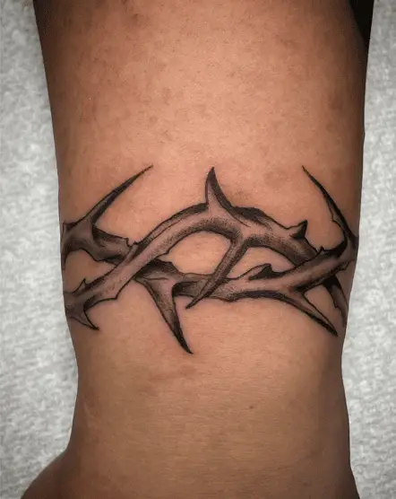 Detailed Thorn Branch Wrist Tattoo