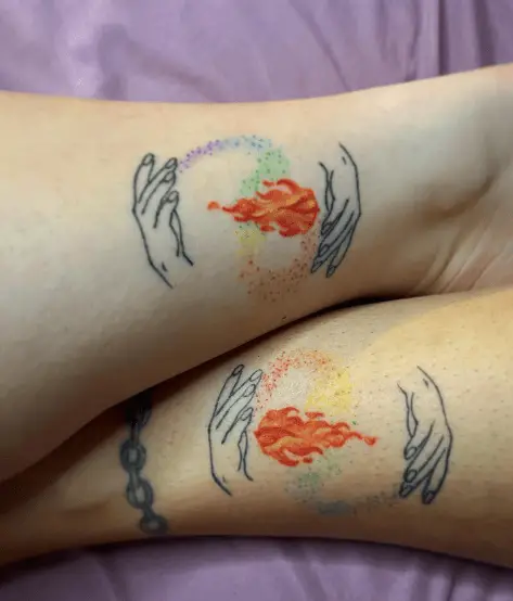 Twin Flames with Hands Forearm Tattoo