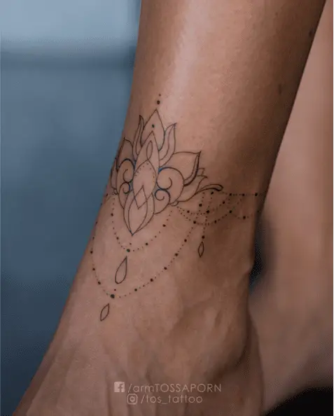 Lotus Ornamental Anklet Tattoo