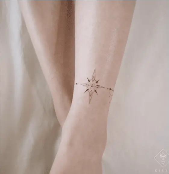Moon and Star Ornamental Ankle Tattoo