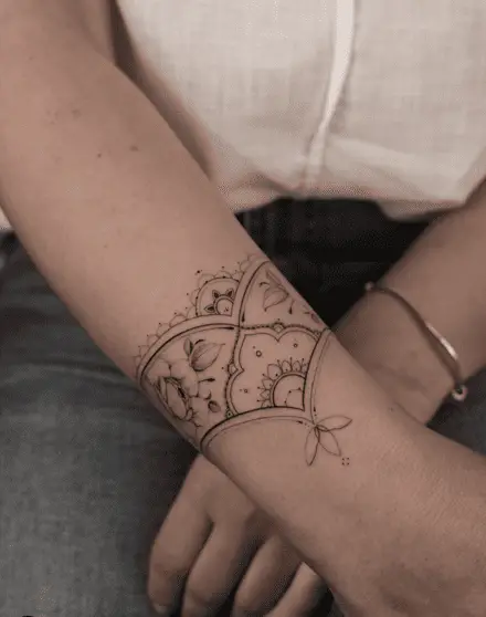 Mandala Flower Bracelet Tattoo