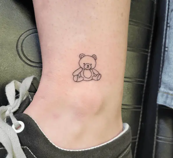 Tiny Little Teddy Ankle Tattoo