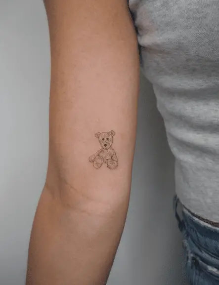 Tiny Teddy Bear Inner Arm Tattoo
