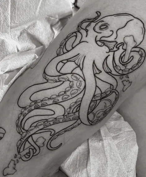 Black Line Killer Kraken Tattoo