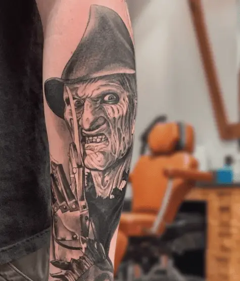 Spooky Freddy Krueger Portrait Tattoo