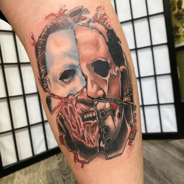 Freddy, Jason, Michael Myers and Leatherface Jigsaw Tattoo