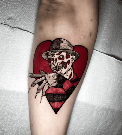 Heart Shaped Freddy Krueger Tattoo 