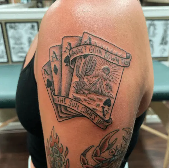 Ace Gambling Cards Arm Tattoo