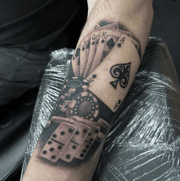 Cards, Poker Chips and Dices Casino Tattoo