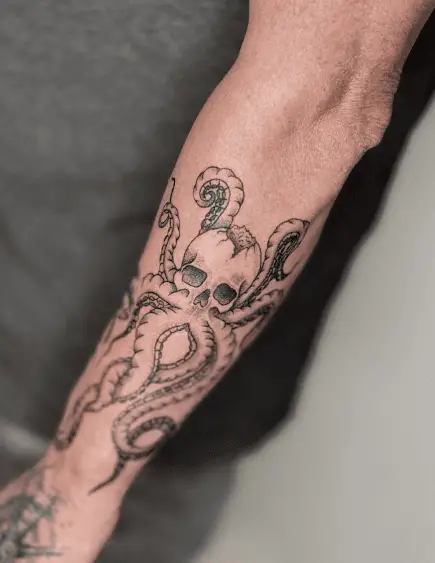 Skull Kraken Forearm Tattoo