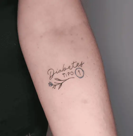 Simple Diabetes Text with Tiny Flower Tattoo