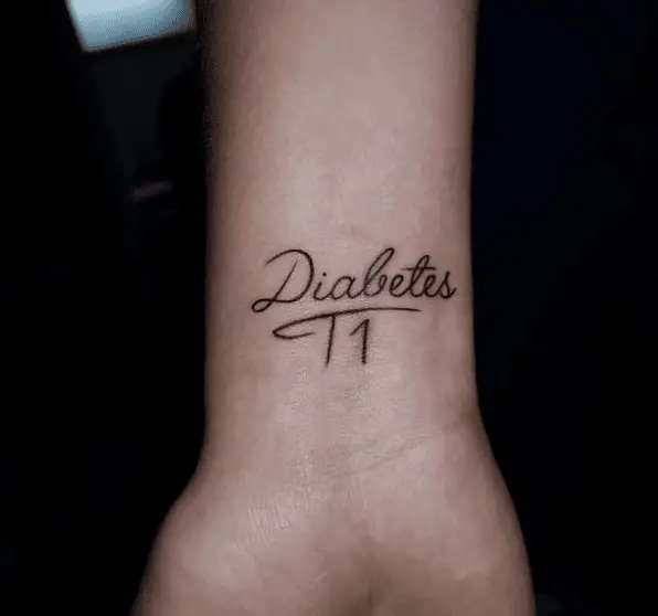 Diabetes T1 Cursive Style Wrist Tattoo