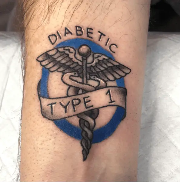 Diabetic Type 1 Text Tattoo with Warrior Symbol
