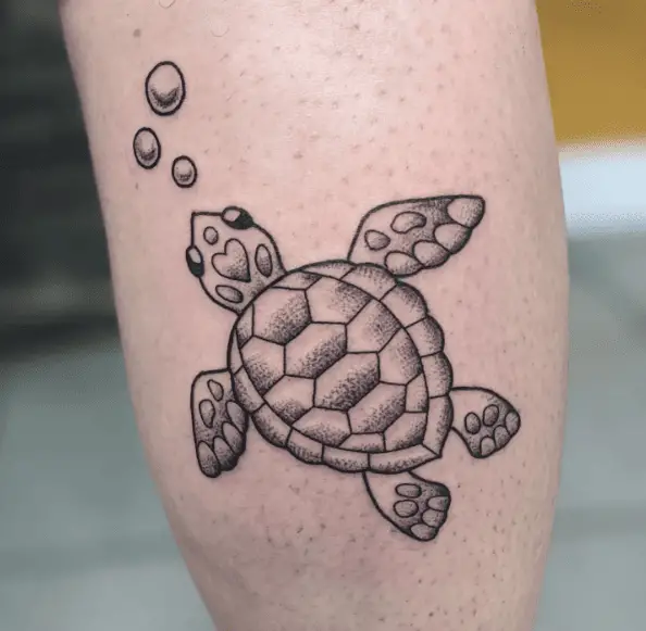 Multiple Shapes Swimming Turtle Tattoo