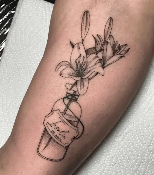 Insulin Flower Vase Tattoo Piece