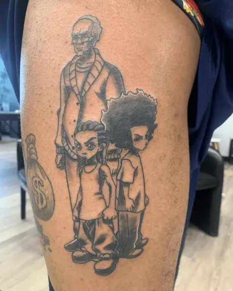 Riley, Huey, and Grandad Freeman Tattoo
