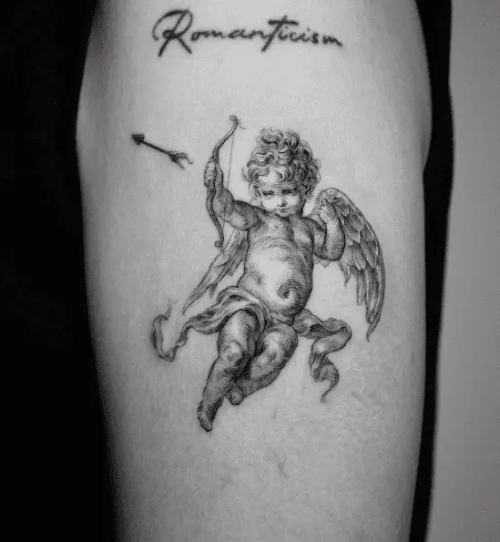 Baby Cupid Greyscale Tattoo