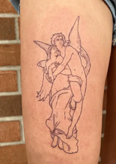 Hugging Eros and Psyche Cupid Tattoo