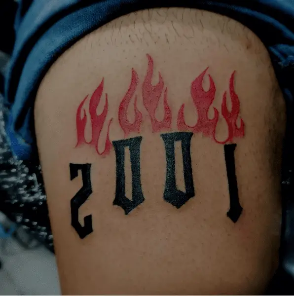 Red Ink Flames and Black Ink 2001 Tattoo