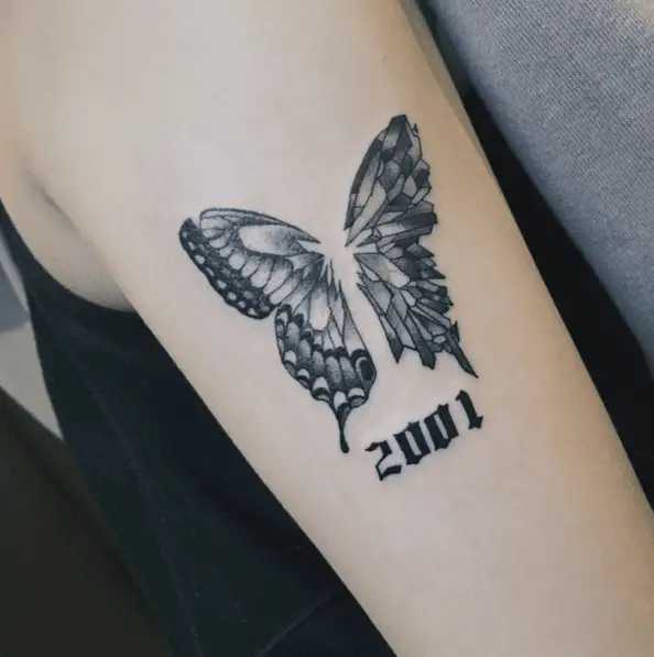 Split Butterfly and 2001 Arm Tattoo
