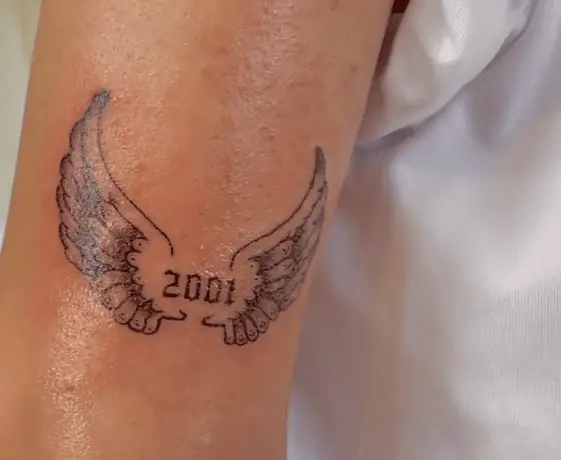 2001 Year Tattoo with Angel Wings