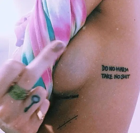 Life Quote Side Boob Tattoo