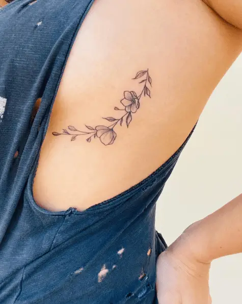 Cosmo Flowers Side Boob Tattoo