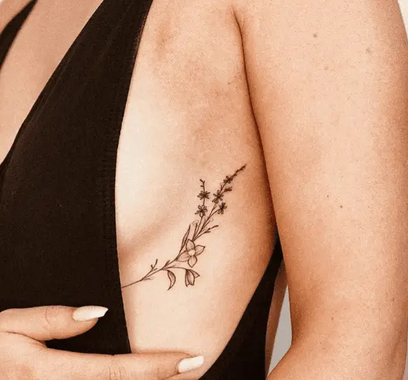 Tiny Florals Side Boob Tattoo