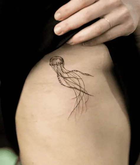 Floating Jellyfish Side Boob Tattoo