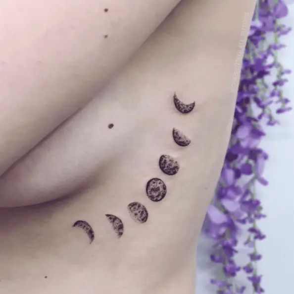 Moon Phases Side Boob Tattoo