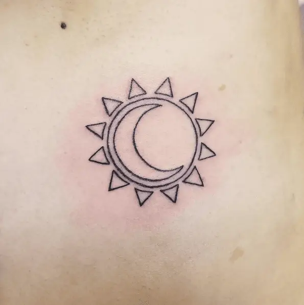 Little Sun Moon Combination Tattoo
