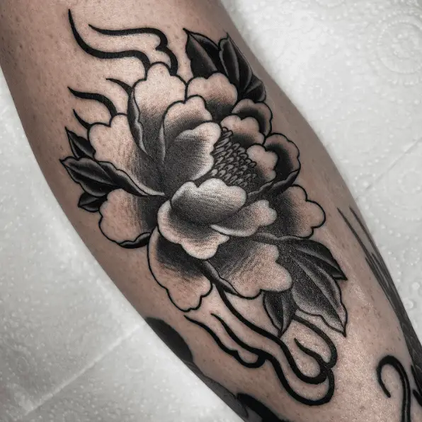 Peony in Flames Tattoo Piece