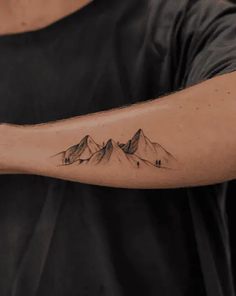 Sketch Style Mountain Range Tattoo