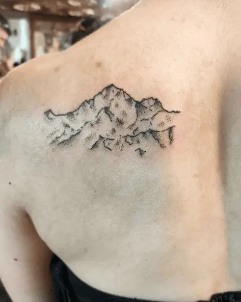 Rock Style Mountain Back Tattoo