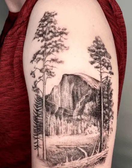 Yosemite National Park Realistic Landscape Arm Tattoo