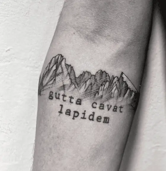 Lined Mountain Tattoo with Quote