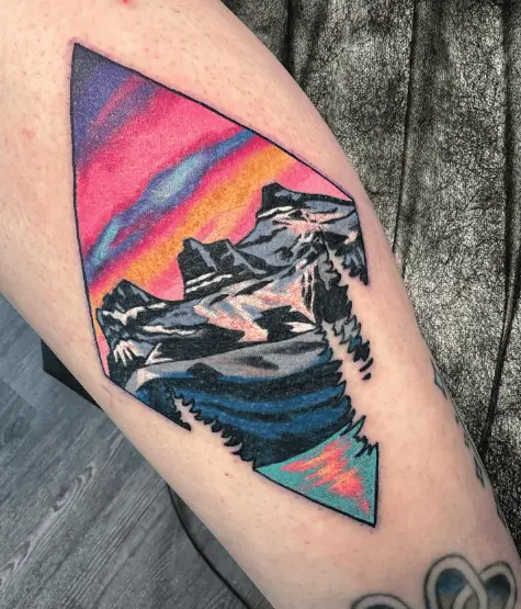 Colorful Diamond Mountain Tattoo