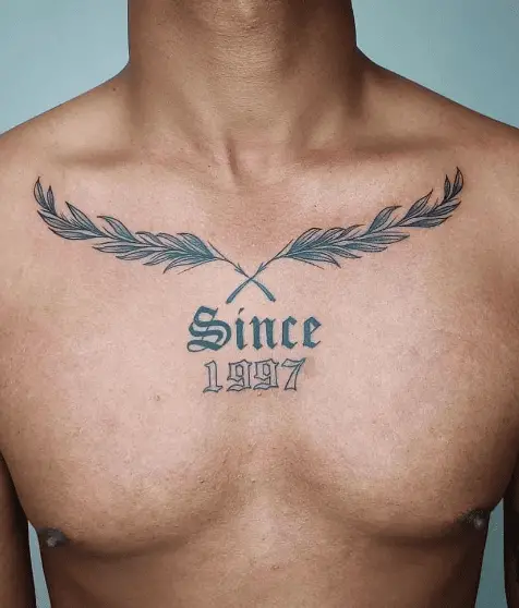 Since 1997 with Leaves Chest Tattoo