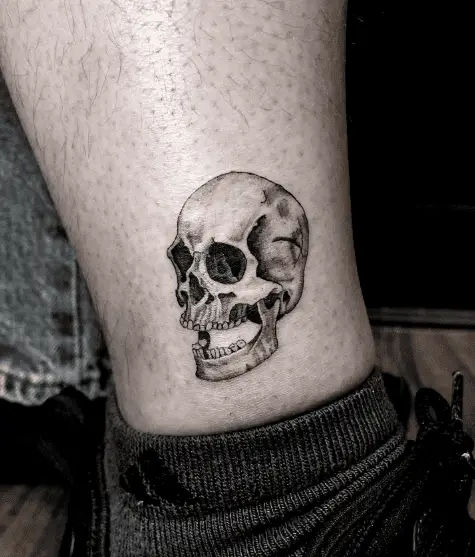 Skull Head Leg Tattoo