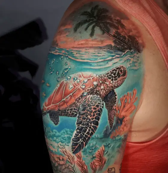 Sea Turtle Ocean Arm Tattoo