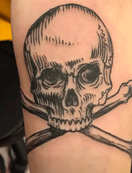 Skull with Crossbones Lines Tattoo