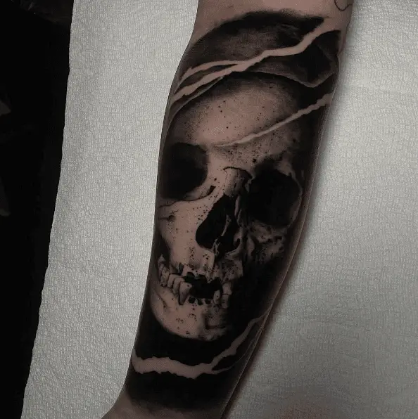 Black and Grey Grim Reaper Tattoo