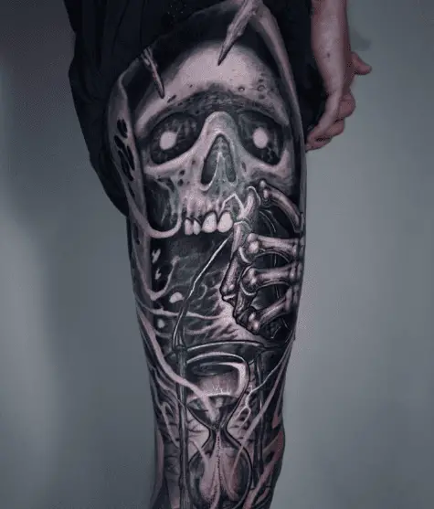 Grim and Hourglass Dark Themed Tattoo