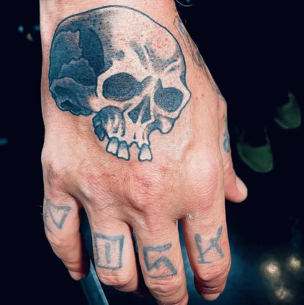 Skull Head Hand Tattoo