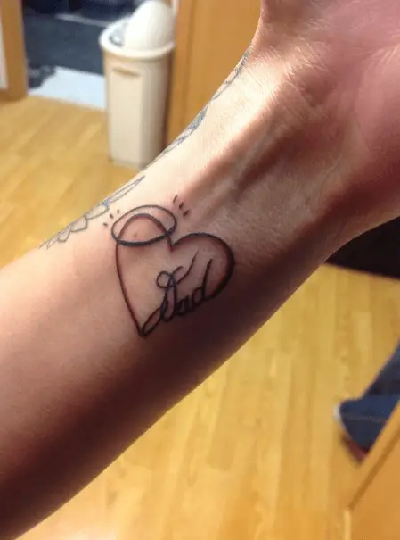 Heart Shaped Dad Memorial Wrist Tattoo