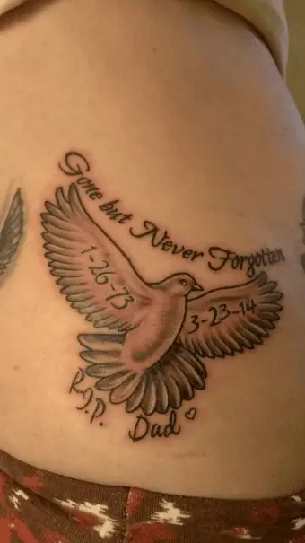 Dove and Quote Memorial Tattoo