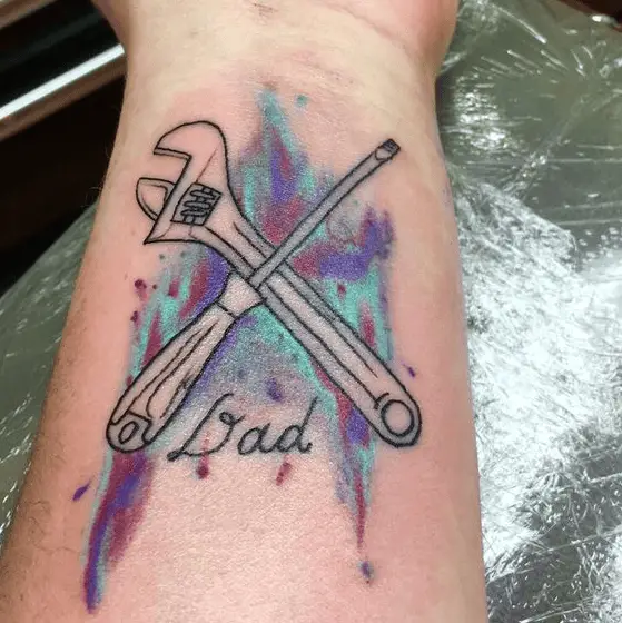 Spanner and Screwdriver Dad Memorial Tattoo