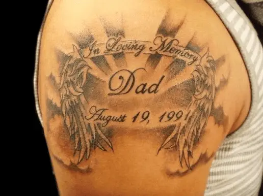 In Loving Memory of Dad with Date Arm Tattoo