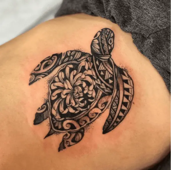 Polynesian Art Sea Turtle Tattoo Piece